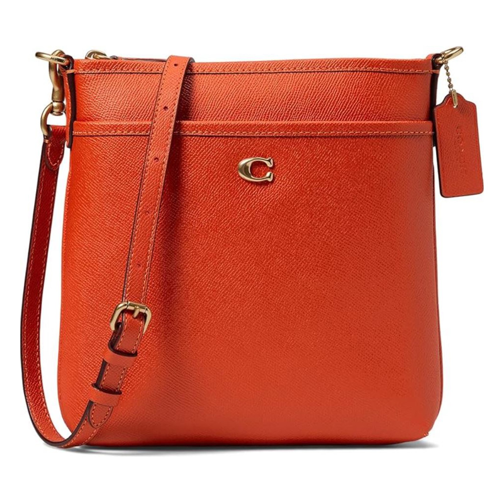 COACH Cross Grain Leather Kitt Sun Orange One Size CC526-B4B4D