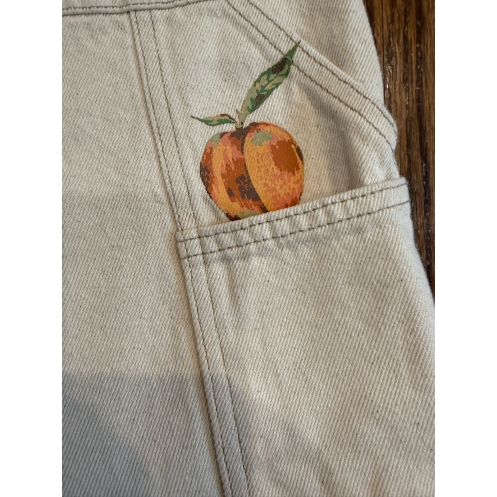 BDG Urban Outfitters Peach Print Utility/Carpenter Jeans Creme Size 27×30