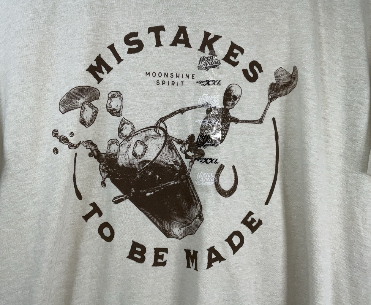 NWT Men Brad Paisley Moon Shine Spirit Mistakes To Be Made Rodeo T-shirt Tan XXL