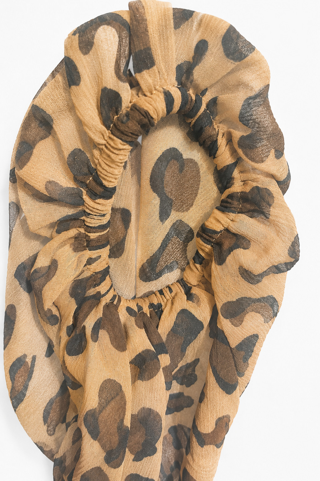 Colleen Lopez sheer tie-front top leopard animal print wrap blouses L cover-up