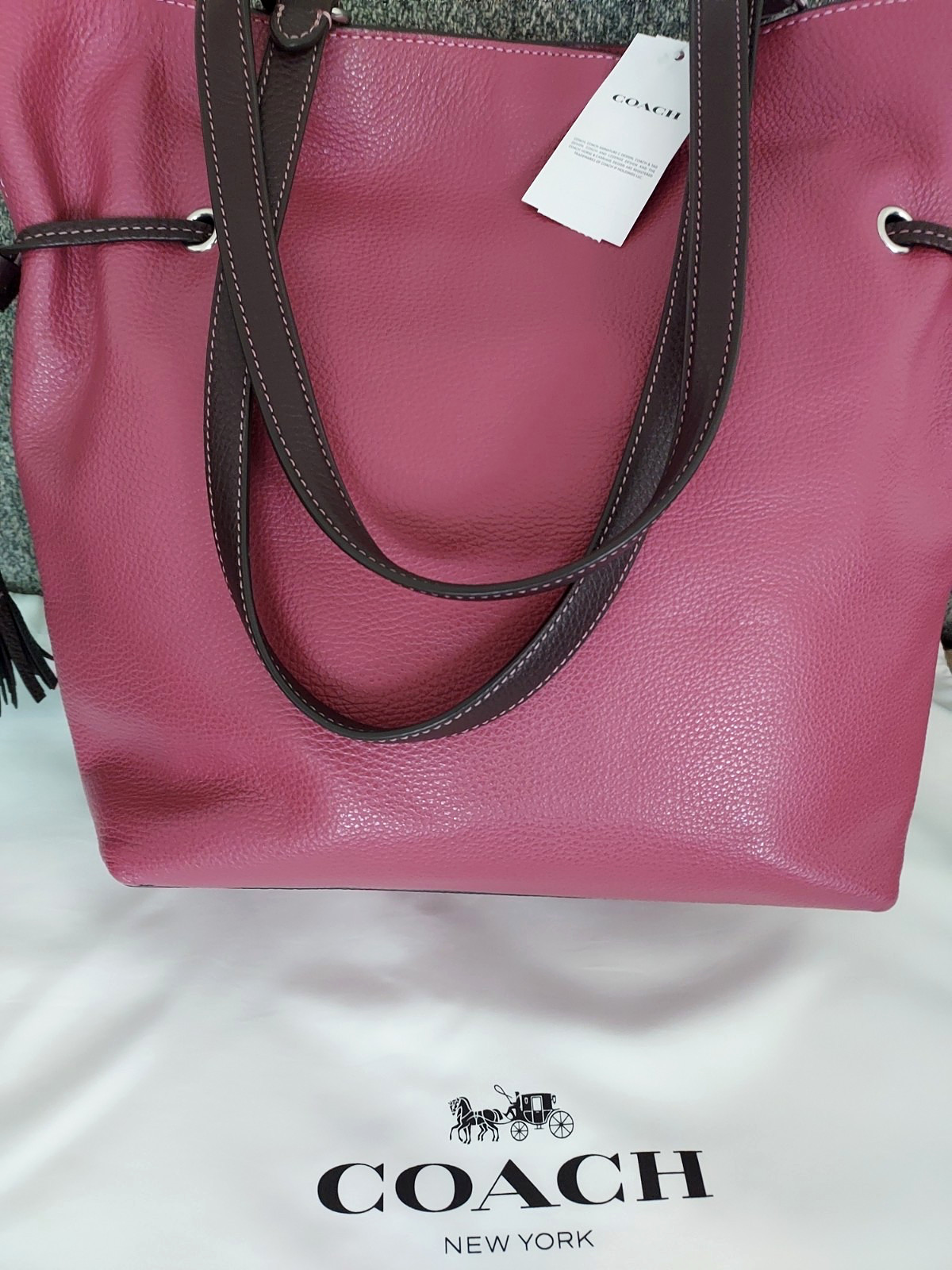 COACH Leather ANDY TOTE/Shoulder Bag w/Horse & Carriage Logo~Raspberry/Wine