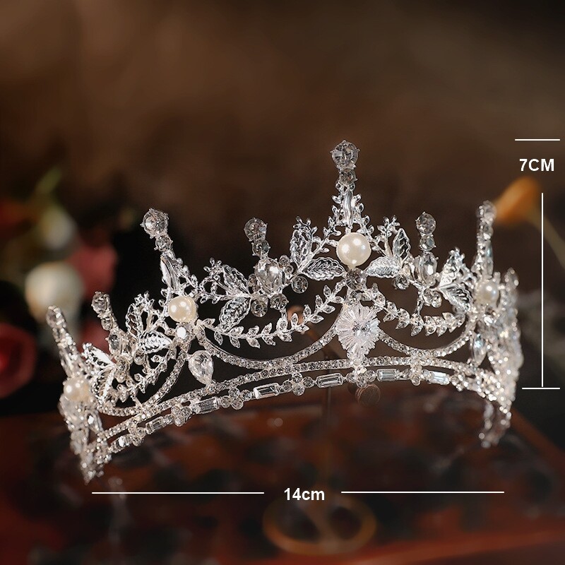 7cm Tall Crystal Tiara Crown Wedding Bridal Queen Princess Prom For Women