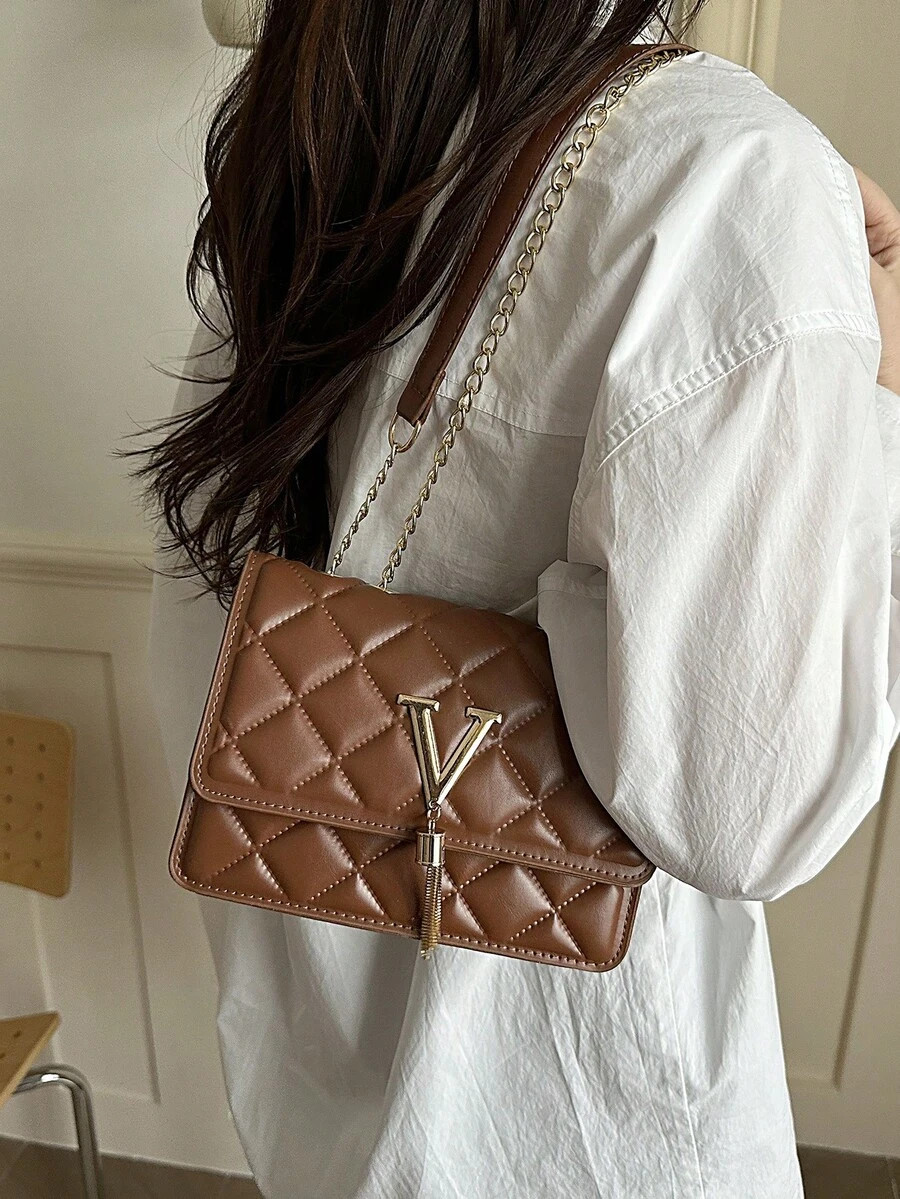 Mini Chevron Flap Square Bag Women Chain Crossbody Adjustable Shoulder Purse