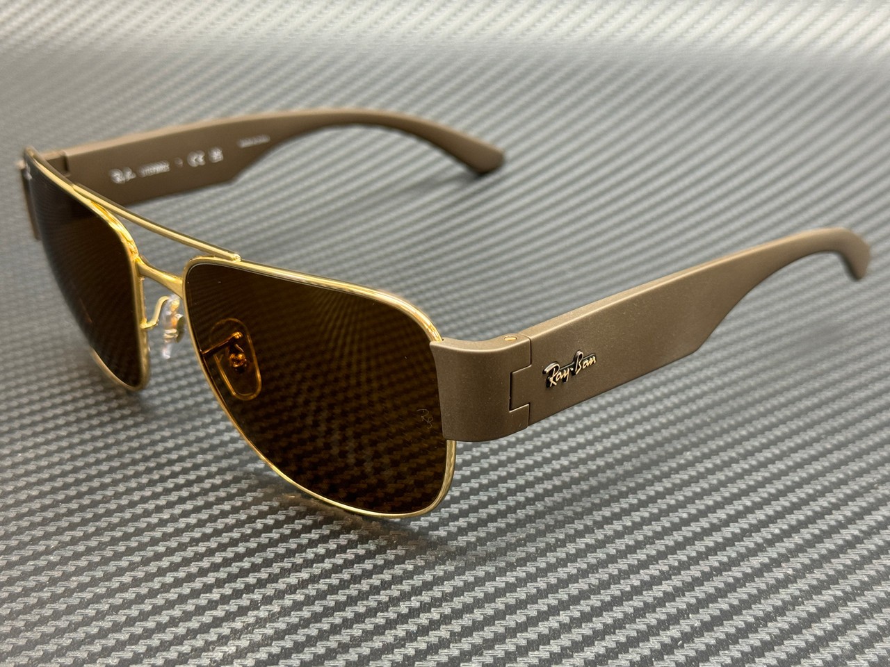 RAY BAN RB3756 001 33 Arista Gold Brown Unisex 59 mm Sunglasses