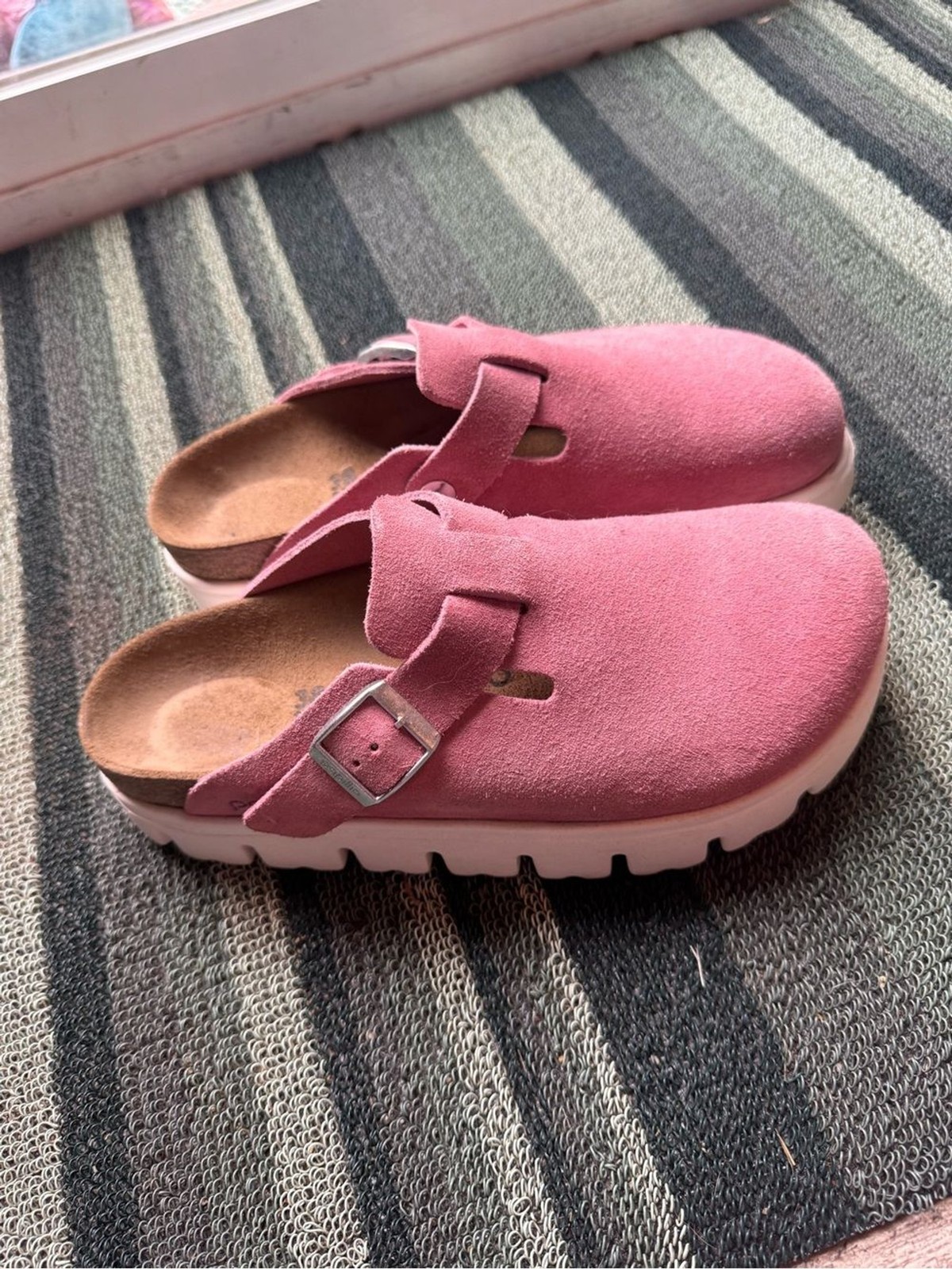 Birkenstock Papillio Pink Suede Clog Mules