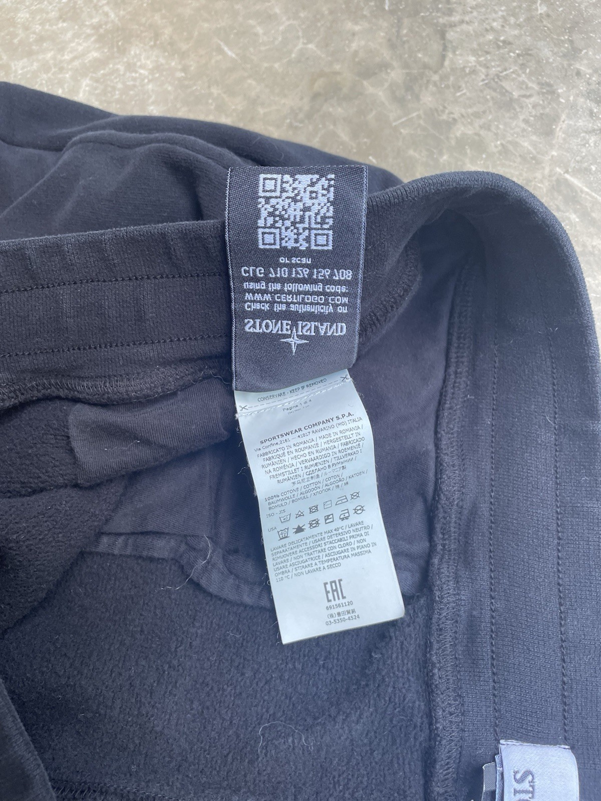 Black Stone Island Authentic Sweatpants Size Xl Made In Romania Men’s Used