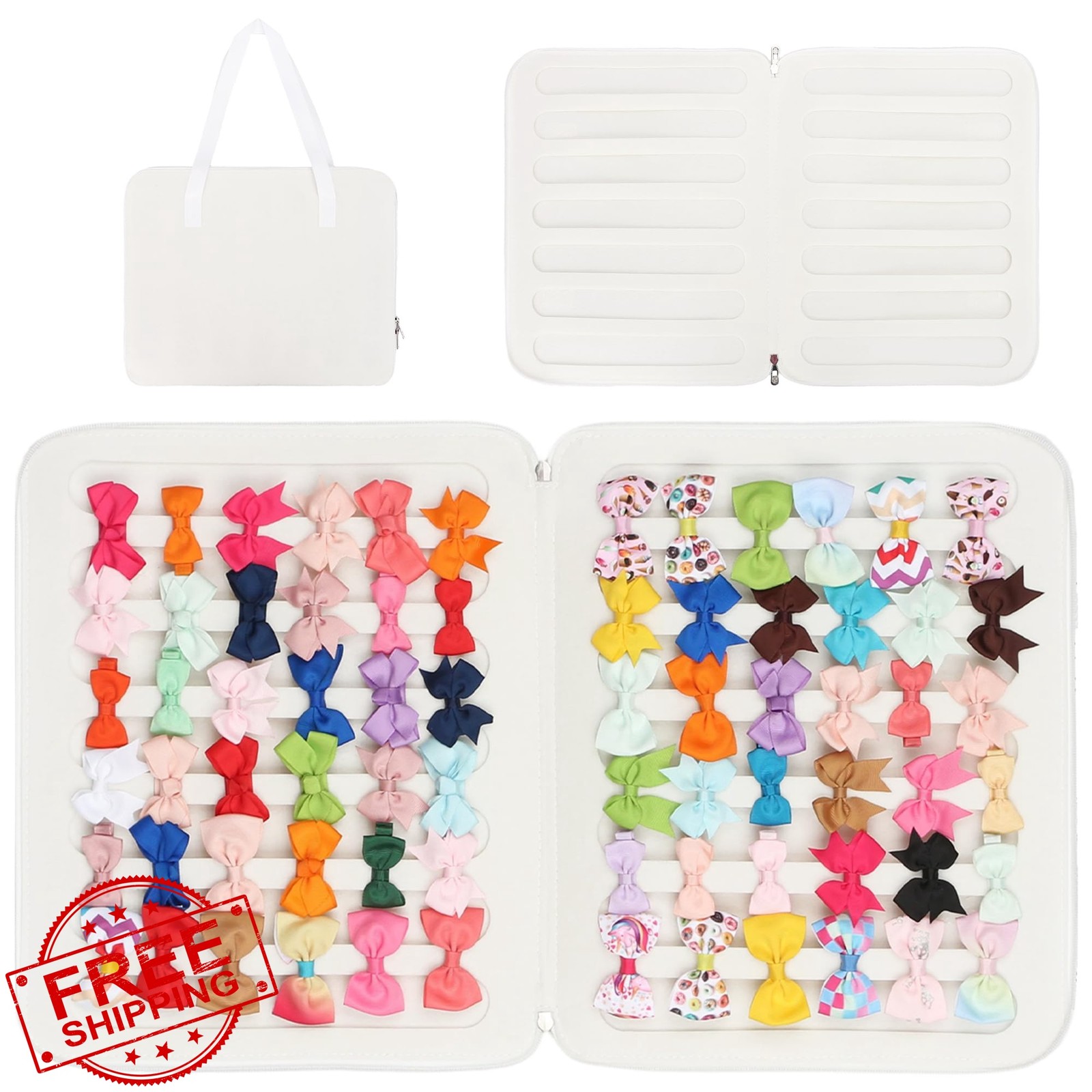 PACMAXI White Baby Girl Hair Bow Organizer