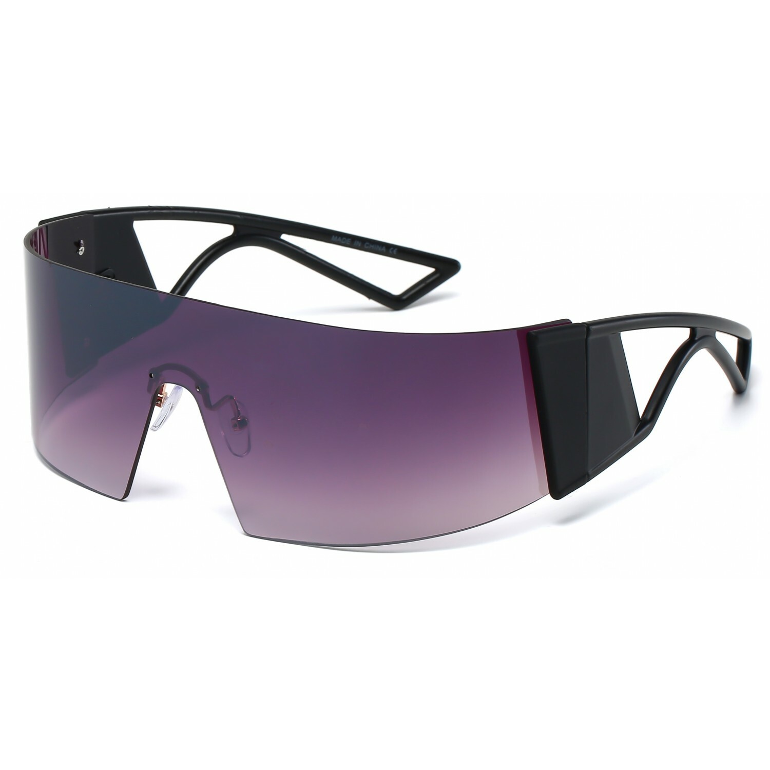 Futuristic Shield Men Sunglasses Gradient Tinted Lenses Bold Black Frames Visor