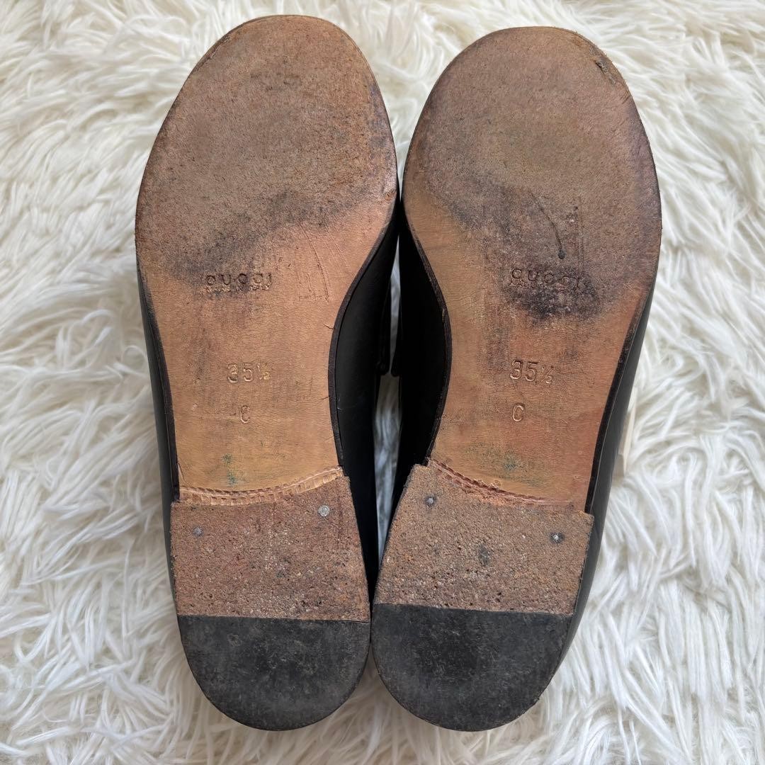 Rare GUCCI Horsebit Loafers Black Leather 35.5 22.5cm Elegant Italian Made