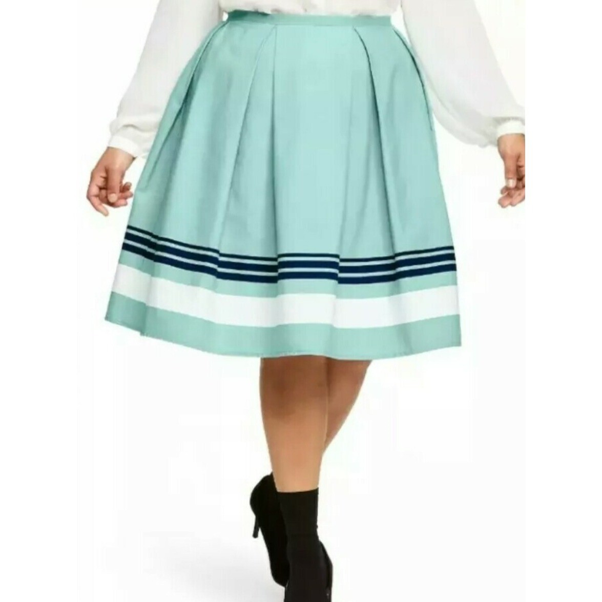 Nautical Retro Jason Wu Skirt Women 16 20th Anniversary Striped Pleated A-Line