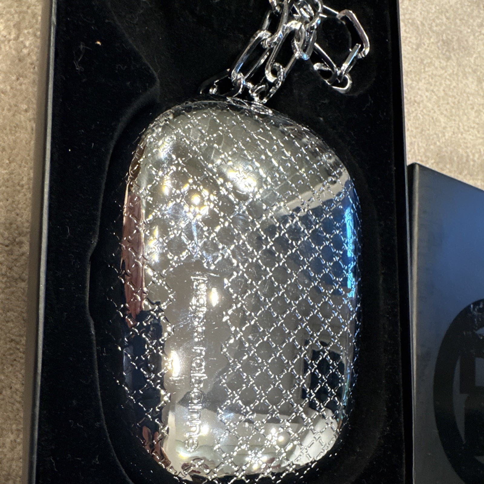 Paco Rabanne Silver Metallic Oval Clutch Chain Strap w/ Box