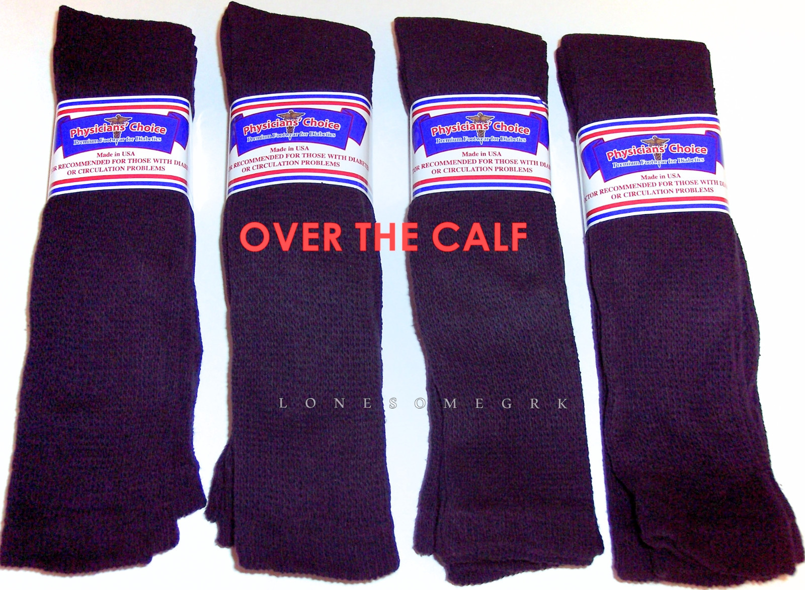 12 Pairs Physicians Choice OVER THE CALF/ Knee High American Made Diabetic Socks