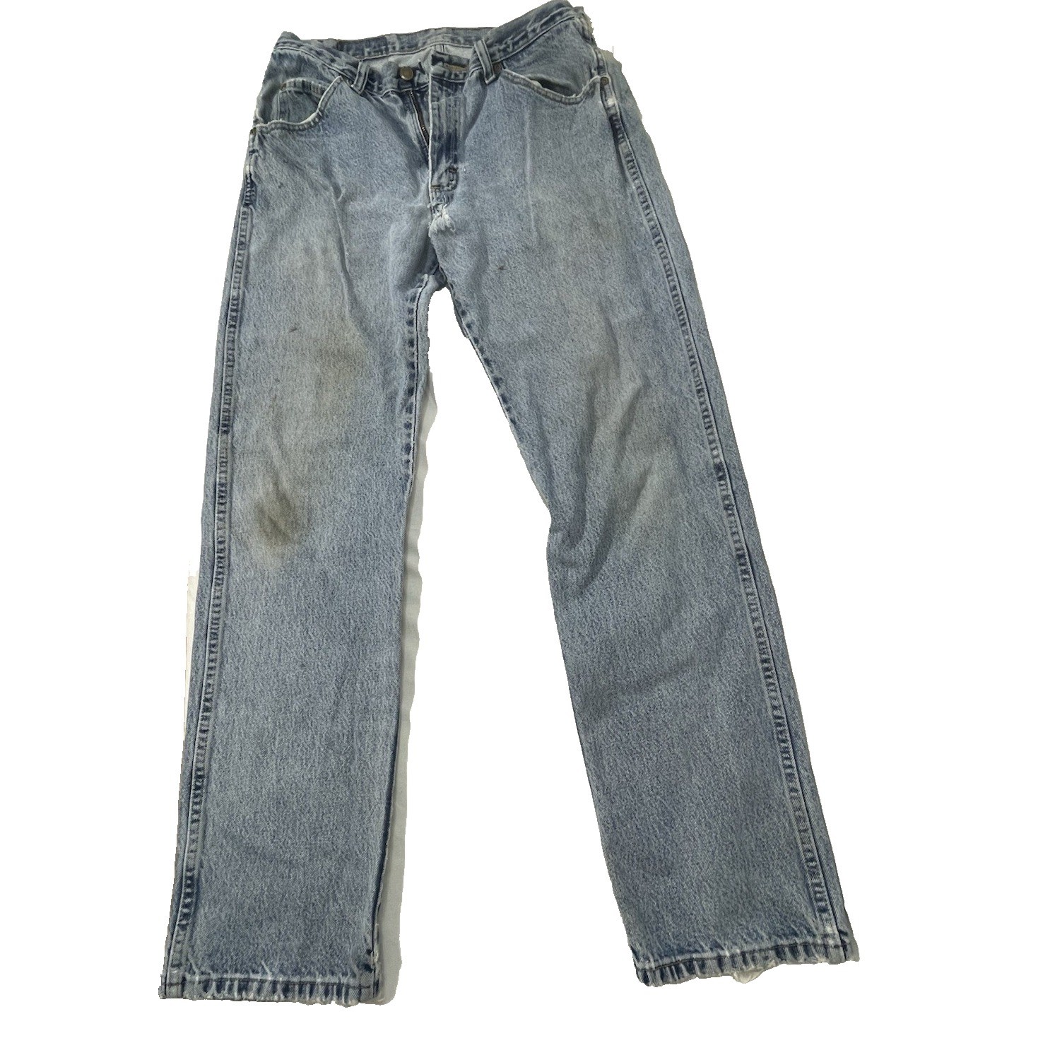 Vtg Wrangler Jeans 32×32 Blue Wash Denim Thrashed Distressed Ripped Grunge Work