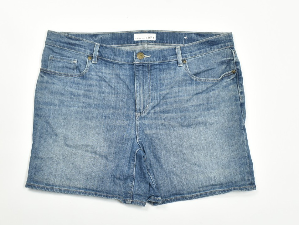 Loft Jean Shorts Womens Size 32/14 Blue Stretch Denim Cutoff Mid Rise Casual