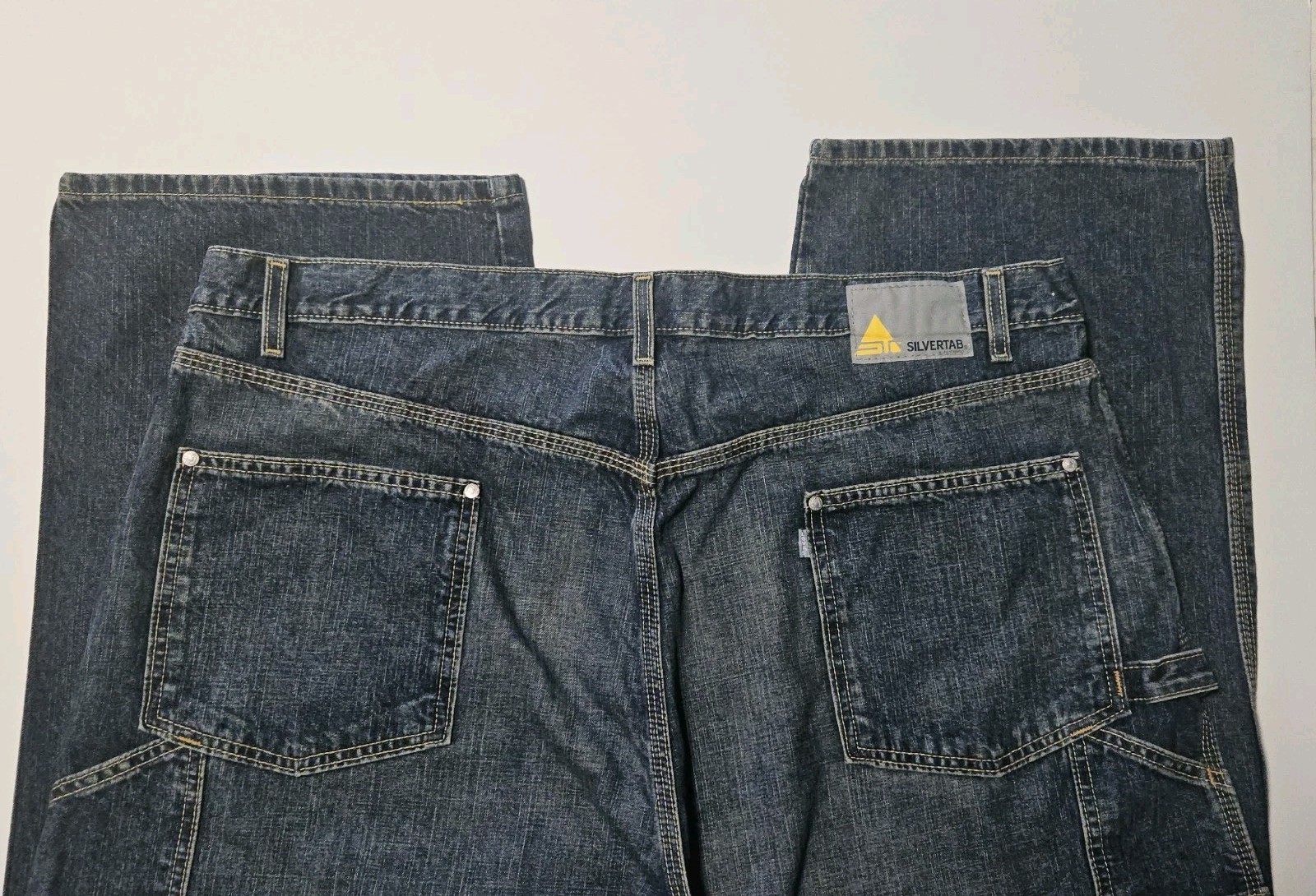 Vintage Y2k Levis Silvertab 42 X 30 Carpenter Jeans Hammer Loop Wide Leg