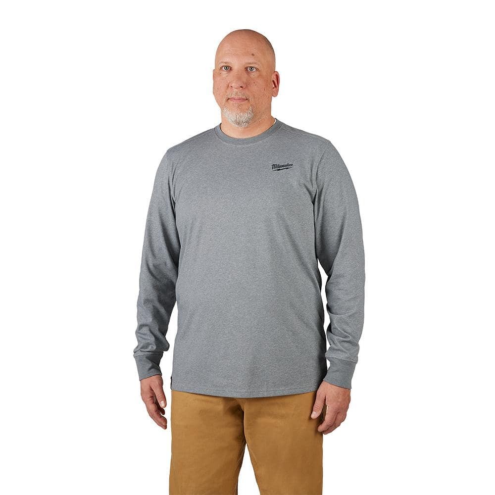 Milwaukee Men’s Large Gray Cotton/Polyester Long-Sleeve Hybrid Work T-Shirt