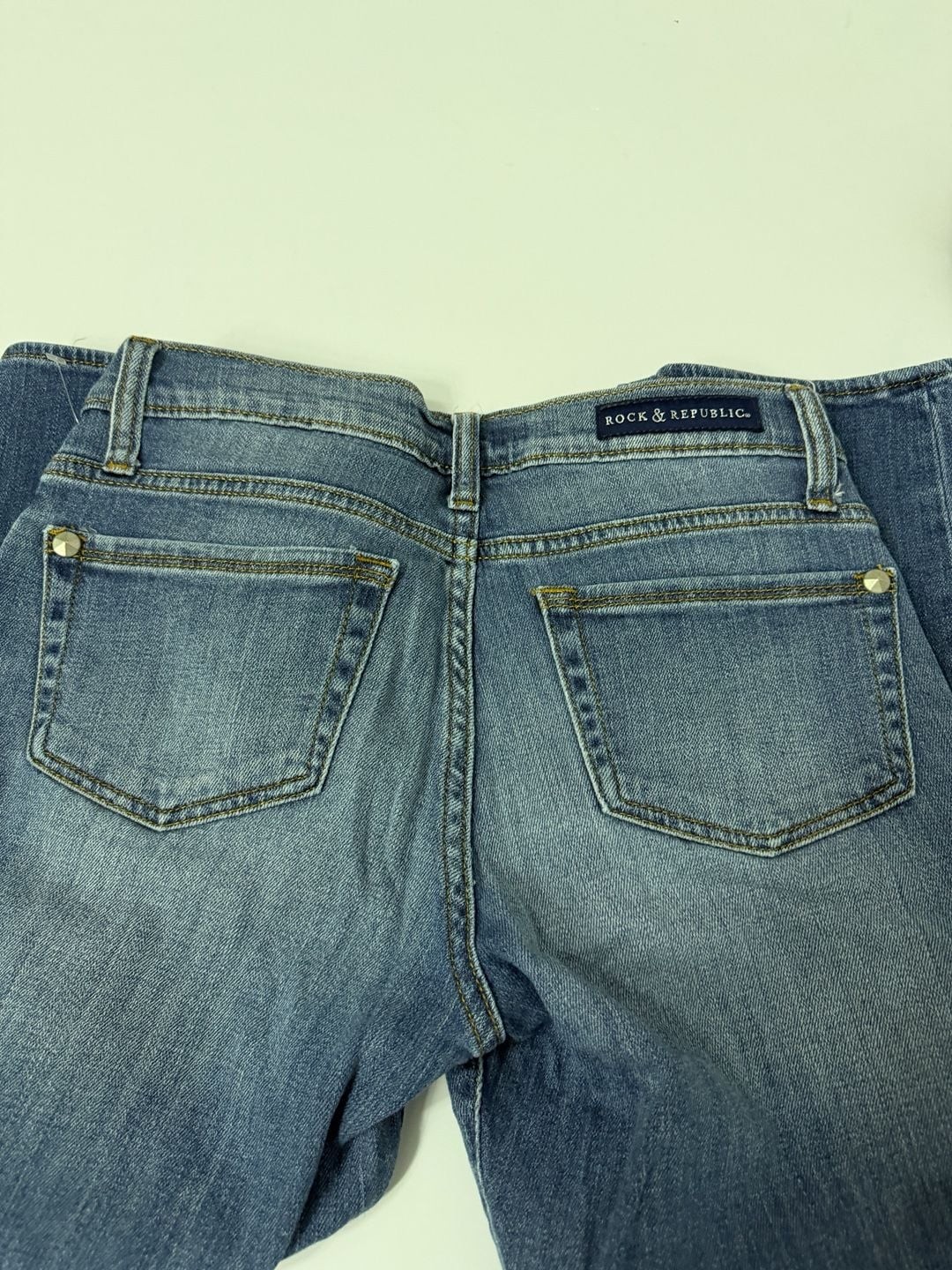 Rock & Republic Women’s Studded Distressed Medium Wash Denim Jeans