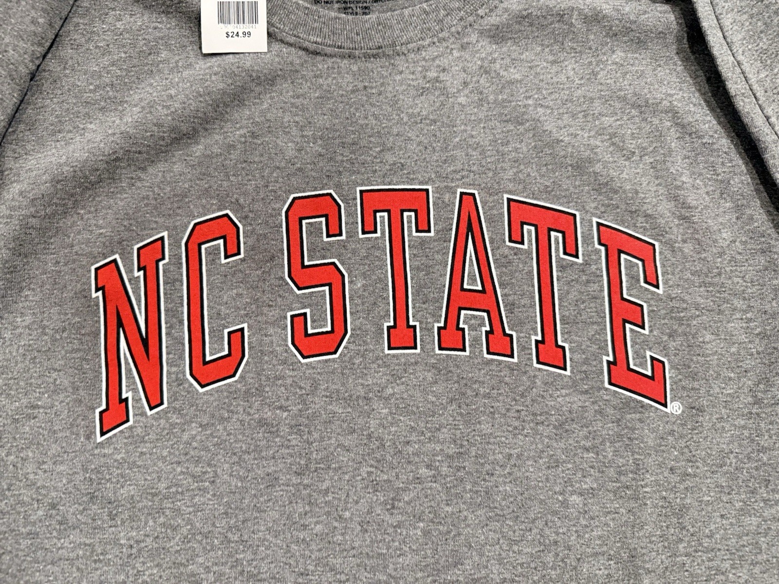 North Carolina NC State Wolfpack Ash Graphite Leave T Shirt – Size L – MV Sport