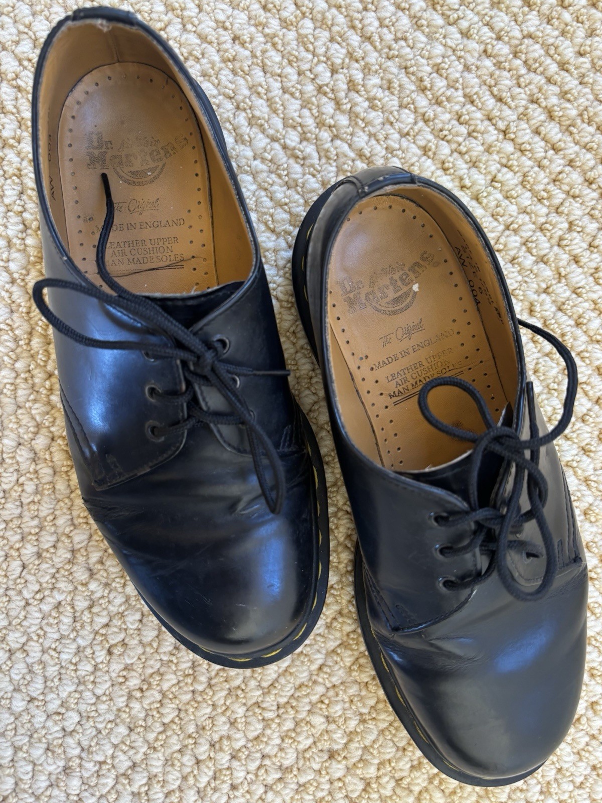 Vintage Doc Martens UK 6D #1461/59 Smooth Leather Oxford Shoes Black ENGLAND