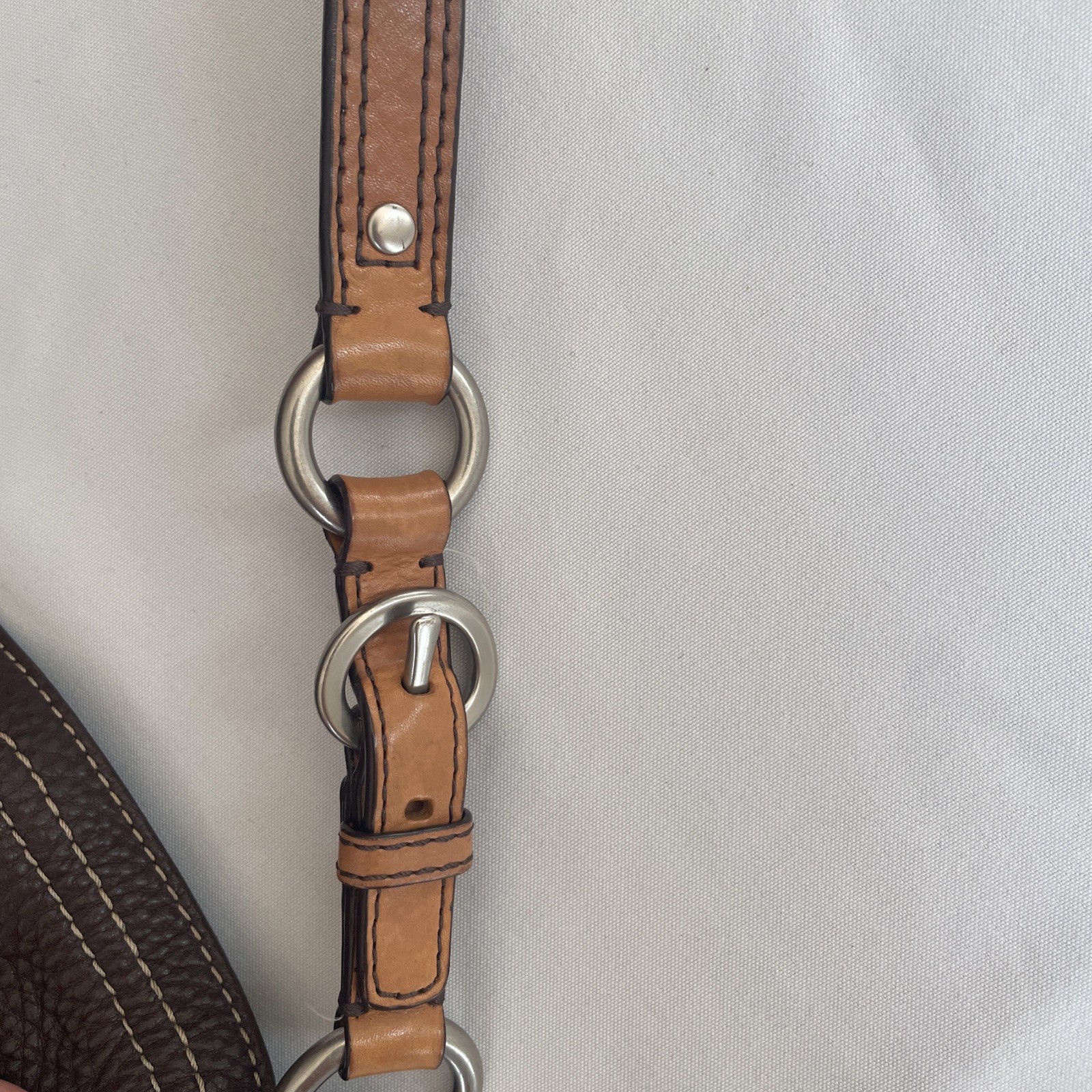 Coach Brown Pebble Leather Chelsea Shoulder Bag Purse F12338 Medium Turn Lock