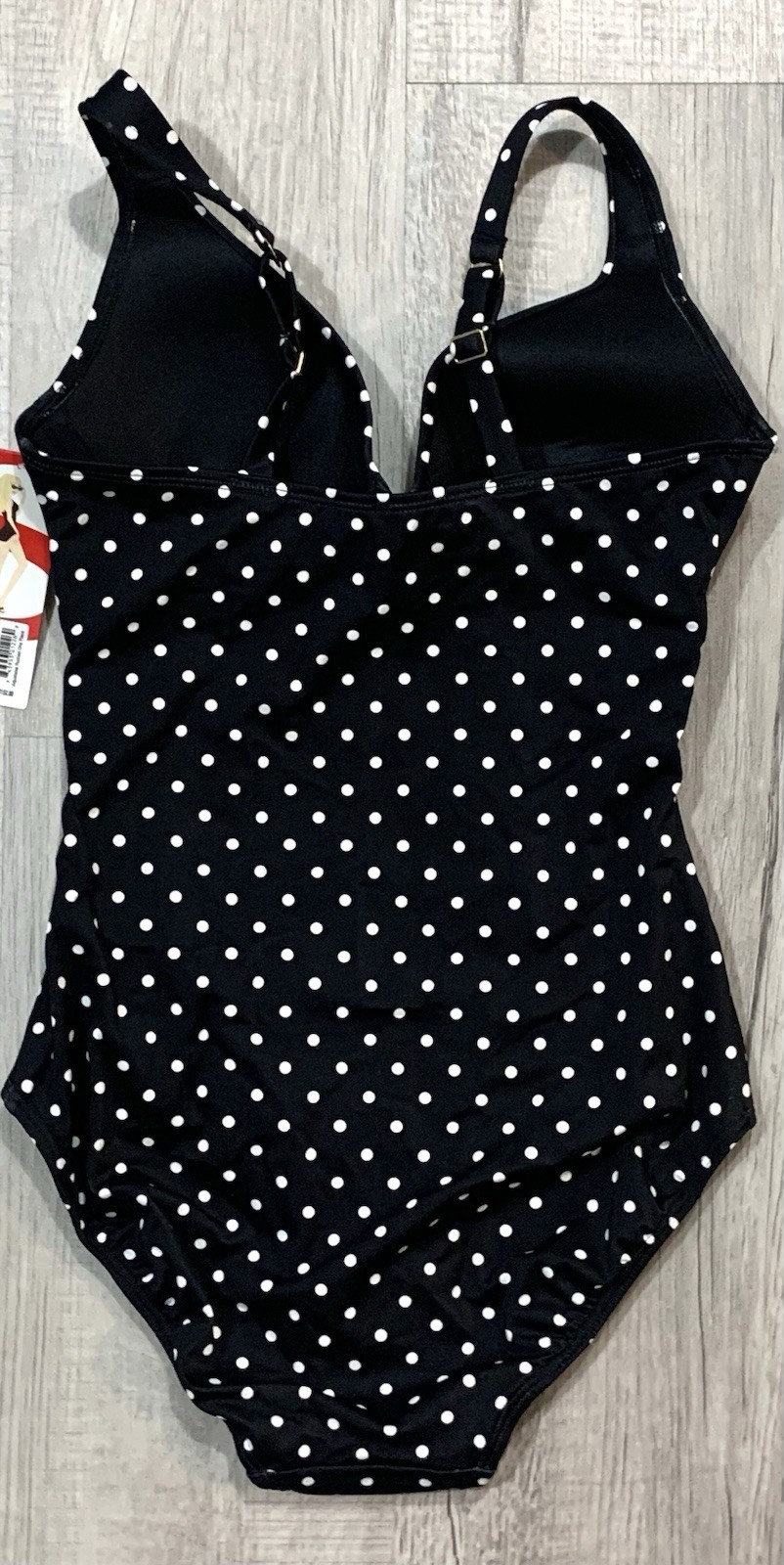 Spanx black/white polka dot one-piece swimsuit women sz 6 nwt SNUG FIT