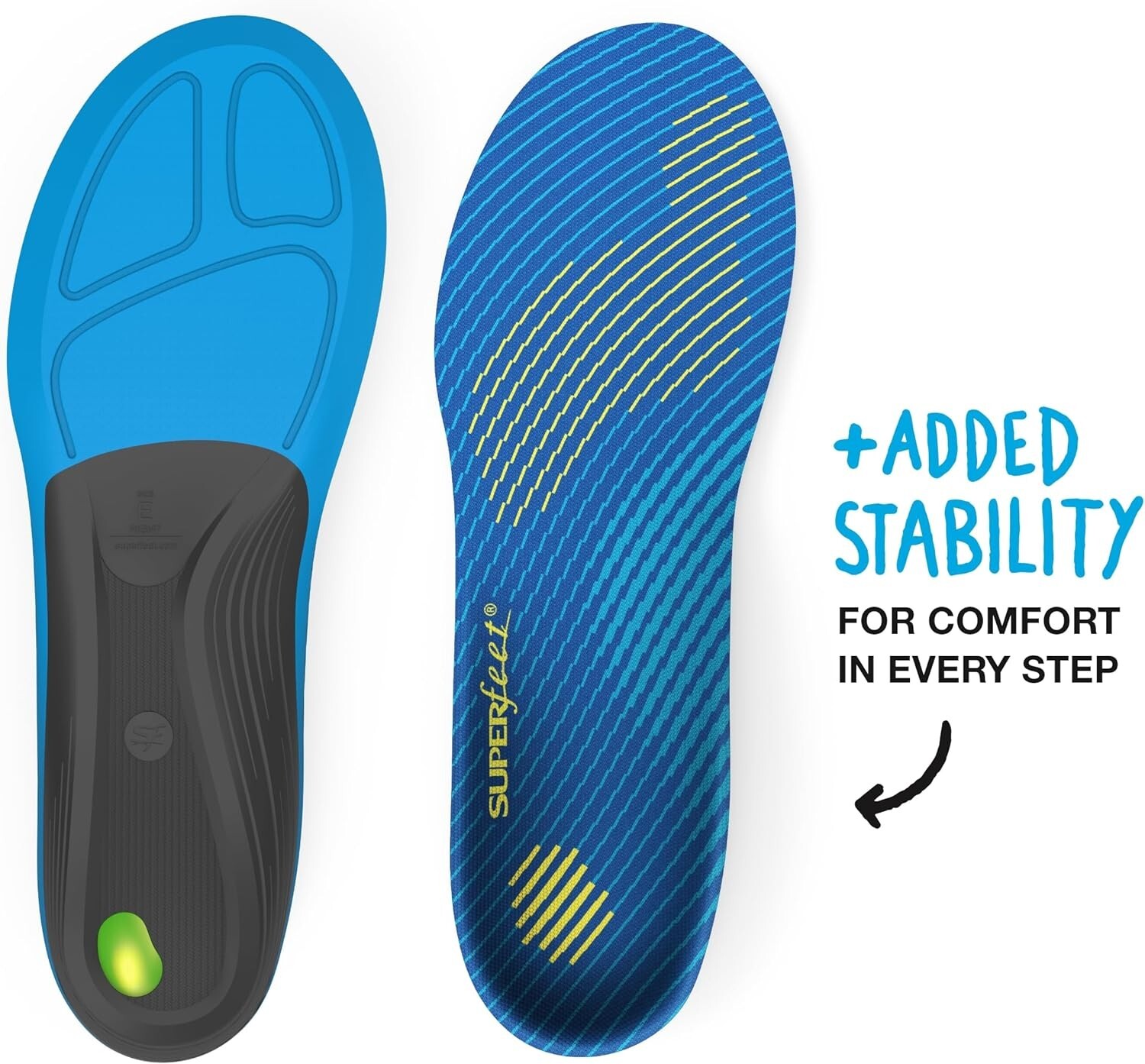 *2-Pairs* SuperFeet Active Support Medium Arch Size-F Insole Blue FL986612
