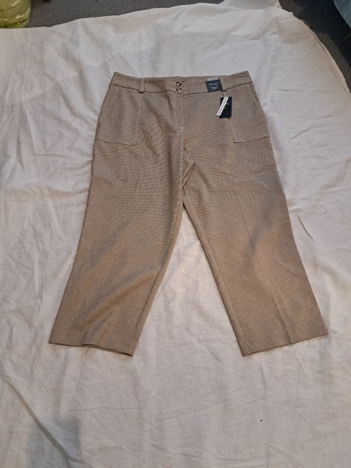 M&S Retro 40s 50’s style Straight High Rise 7/8 check Women’s Trousers UK 20
