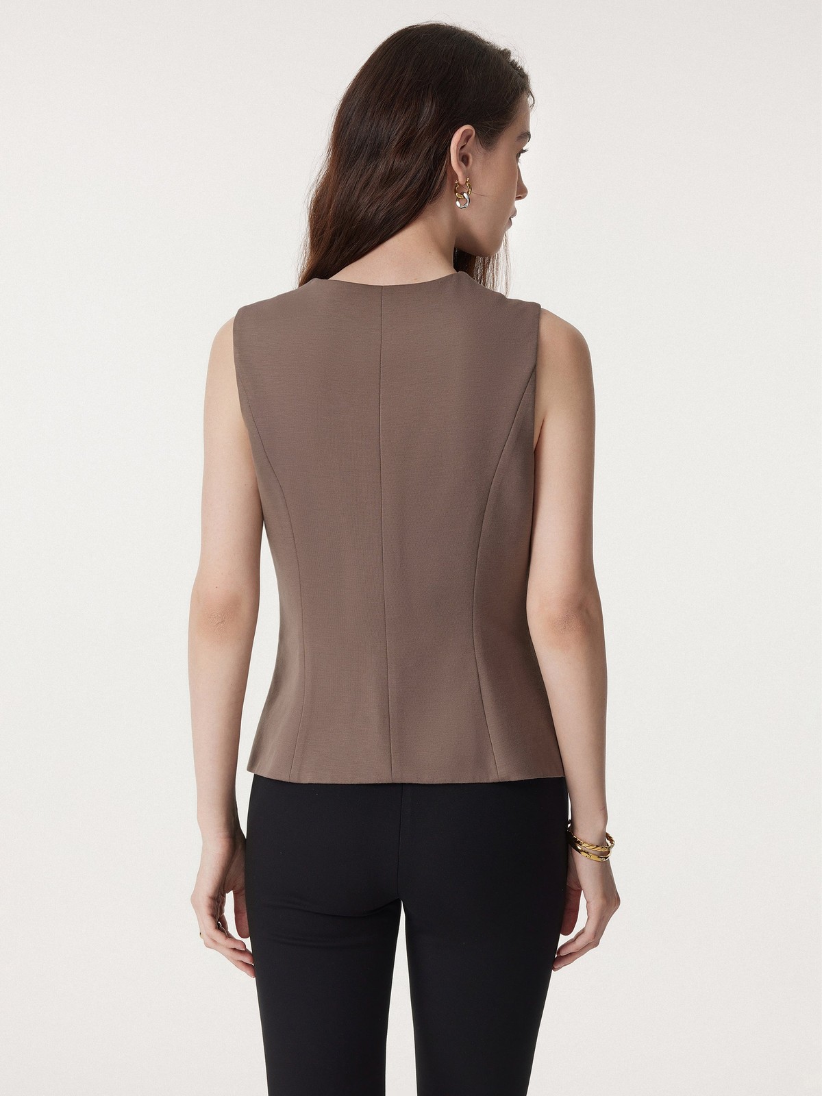 2Pcs Set Waistcoat with Pockets & Wide Leg Pant with Pockets