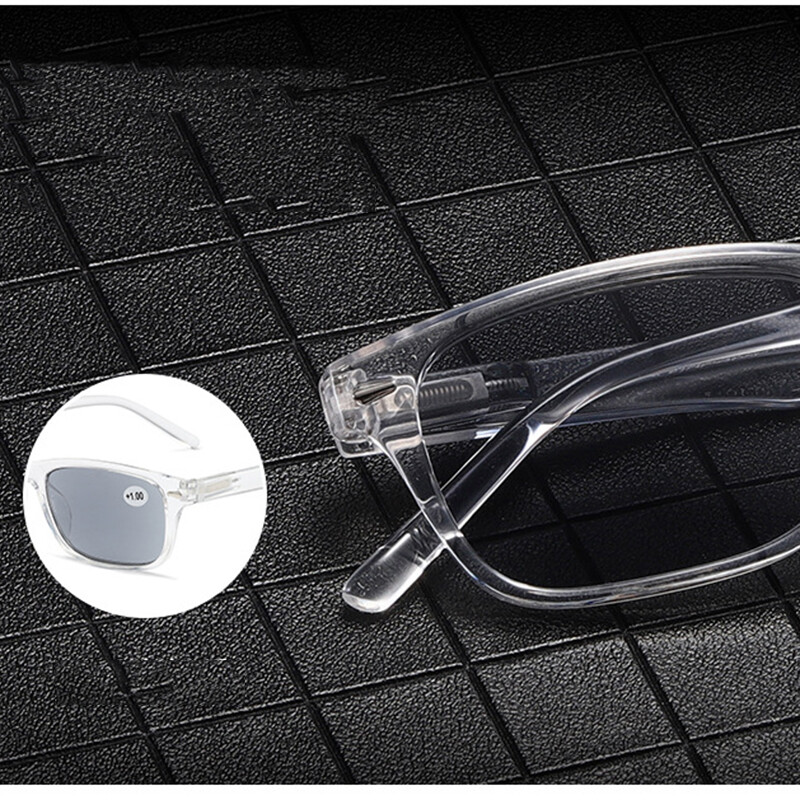 Men Women Tinted Reading Glasses Classic Outdoor Square Grey lenses Sunglasses