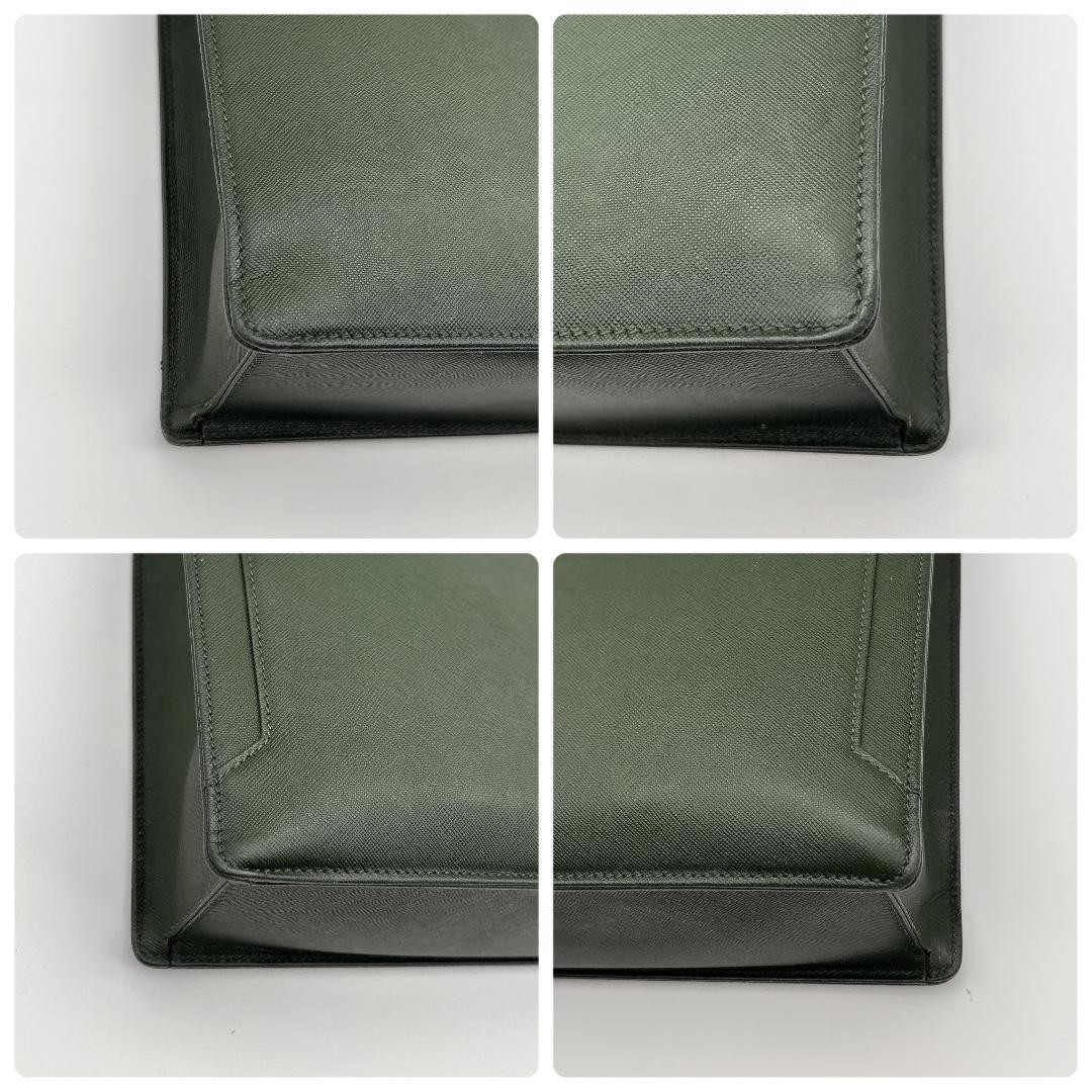 Authentic Burberry Green Saffiano Leather A4 Handbag 12.6 x 9.8 in Authentic