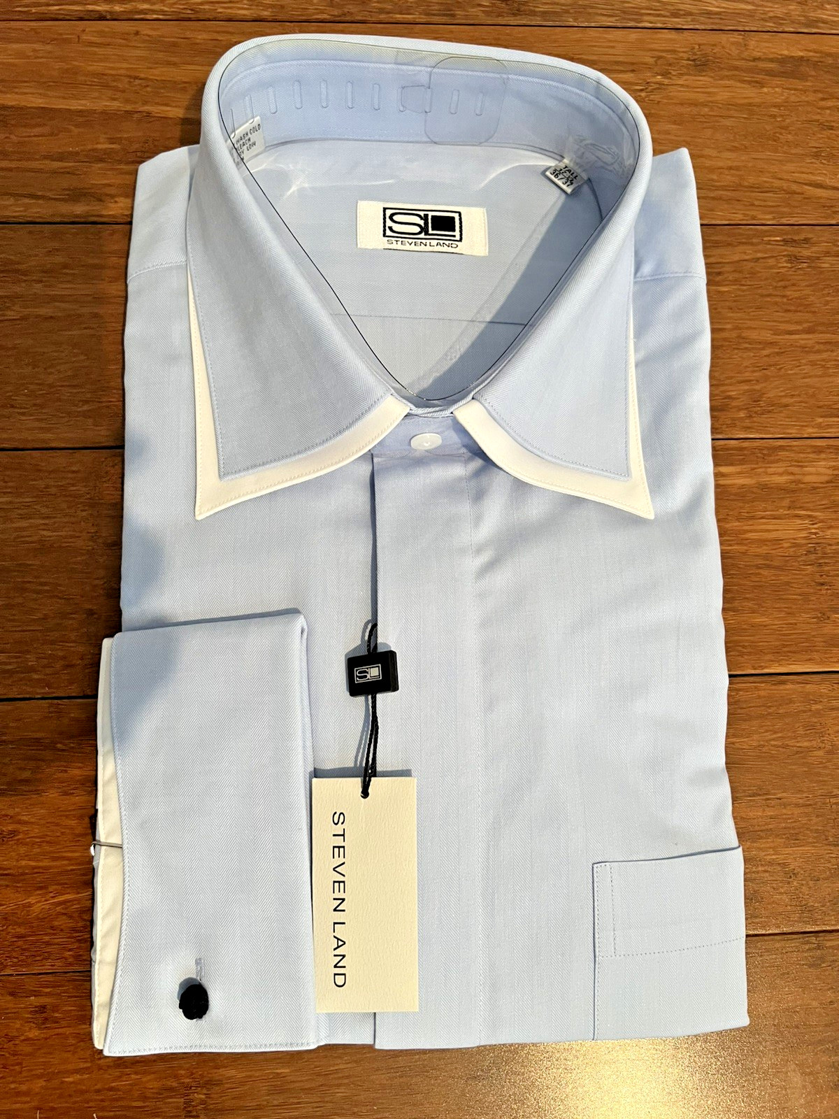Steven Land Dress Shirt 17.x 36/37 Tall- New with Tags-SHARP! Plus Free NWT Tie!