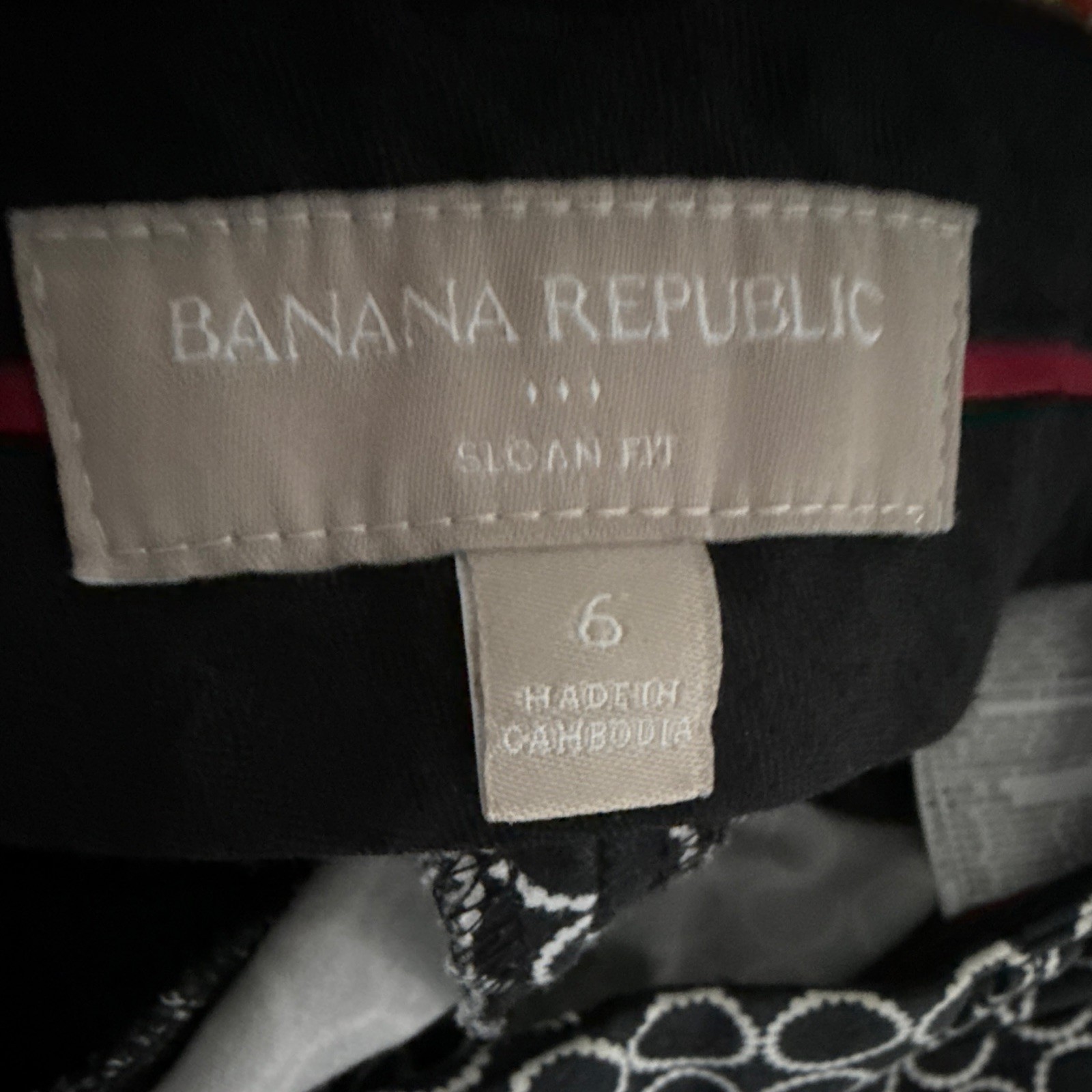 Banana Republic Women’s 6 Black/White Geometric Slim Skinny Dress Pants Stretch