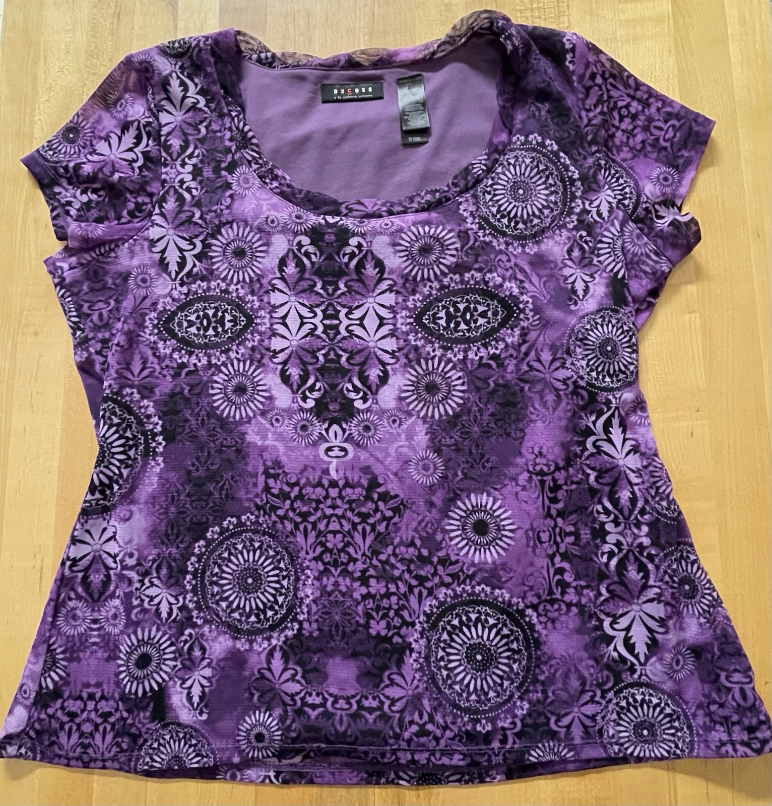 AXCESS Shirt Sz XL Purple Grunge Punk Festival Lined AOP Floral Hippie