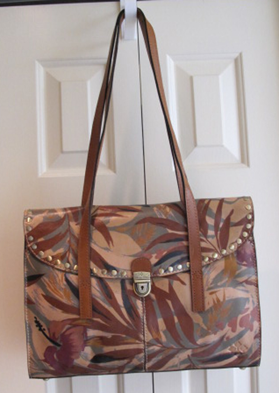 Patricia Nash Purse~Palm Print Leather w Studs~NEW~NWT+DUST BAG~FEET~FREE H