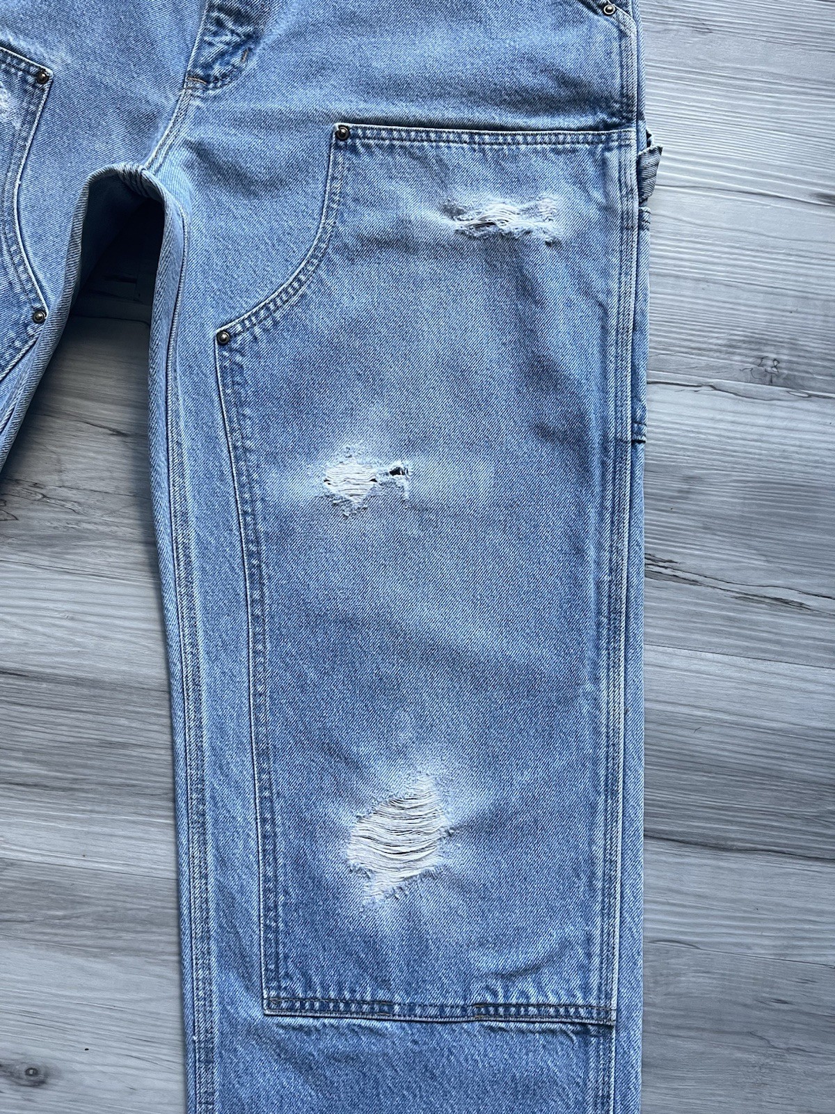 Vintage 2001 Carhartt B73 DST Double Knee Light Wash Jeans – 36×31 MADE IN USA