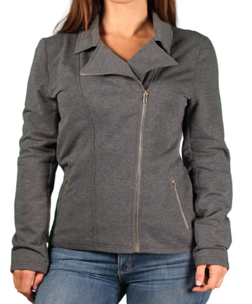 Ladies MOTO Zip Jacket Womens Motorcycle Top Non-Hoodie Boho Retro Vintage Biker