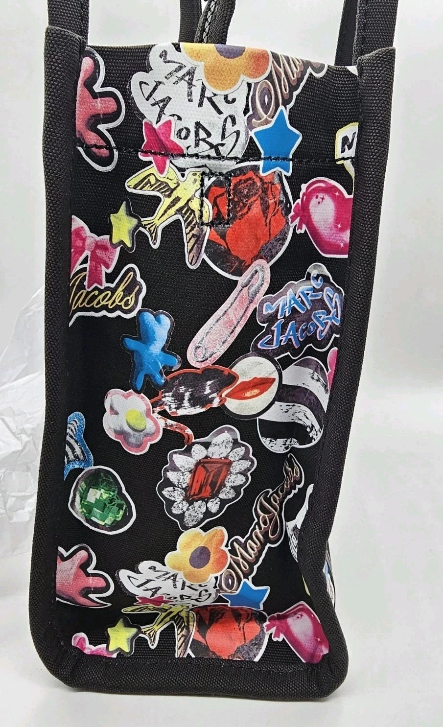 Marc Jacobs Sticker Print Canvas Tote Black Limited Edition New MK026049