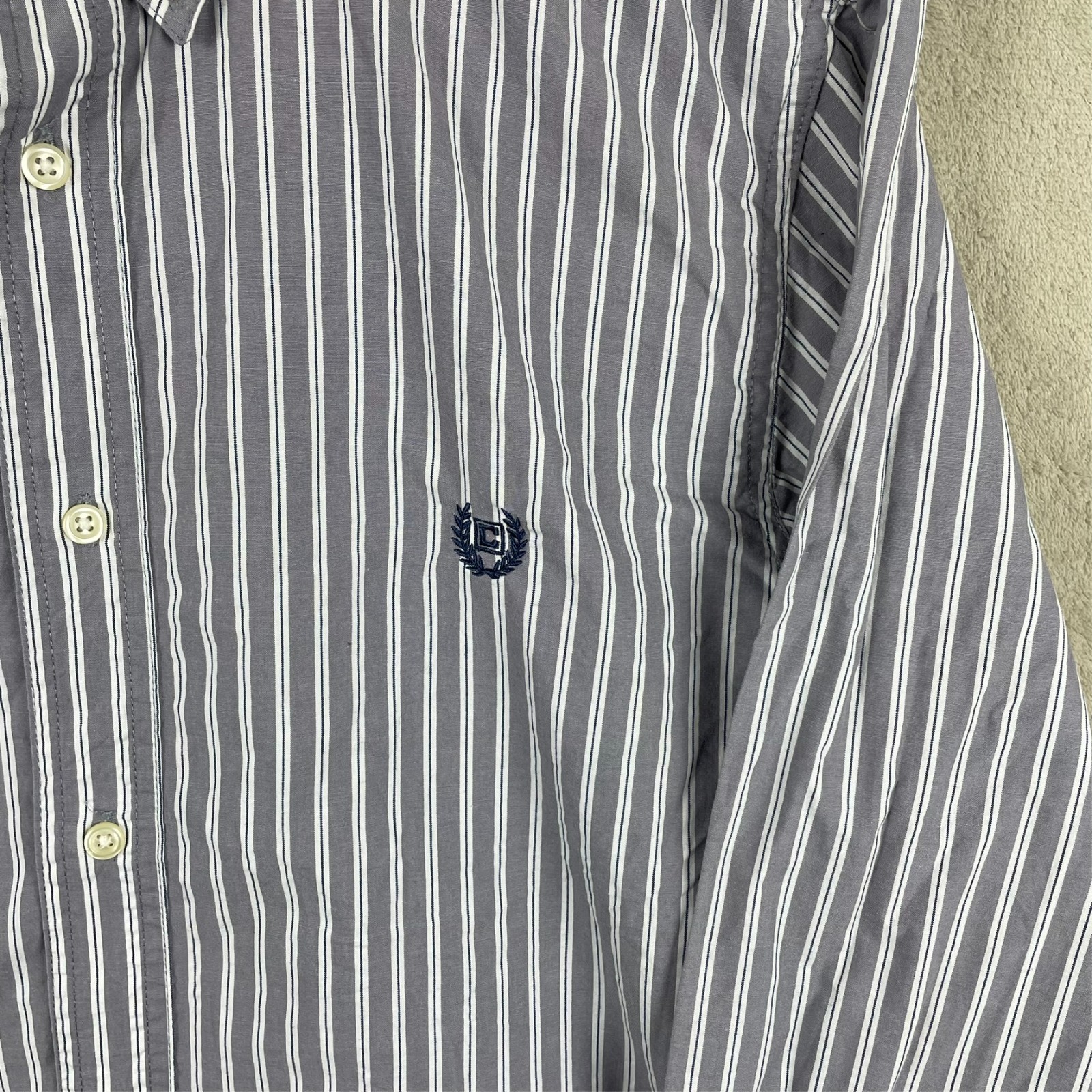 Men’s Chaps Ralph Lauren Stripe Long Sleeve Collar Shirt Size L Large Custom Fit