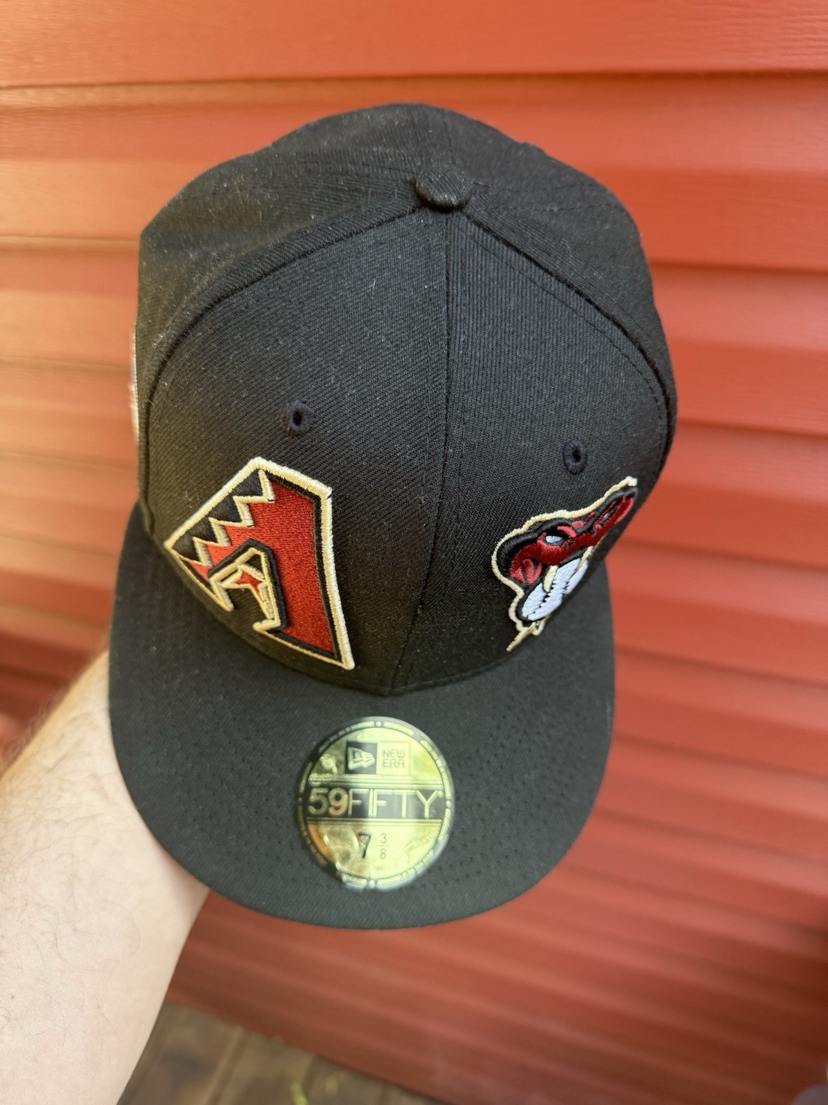 VTG New Era Arizona Diamondbacks 2001 WS Patch MLB Fitted Hat 59 Fifty Sz 7 3/8