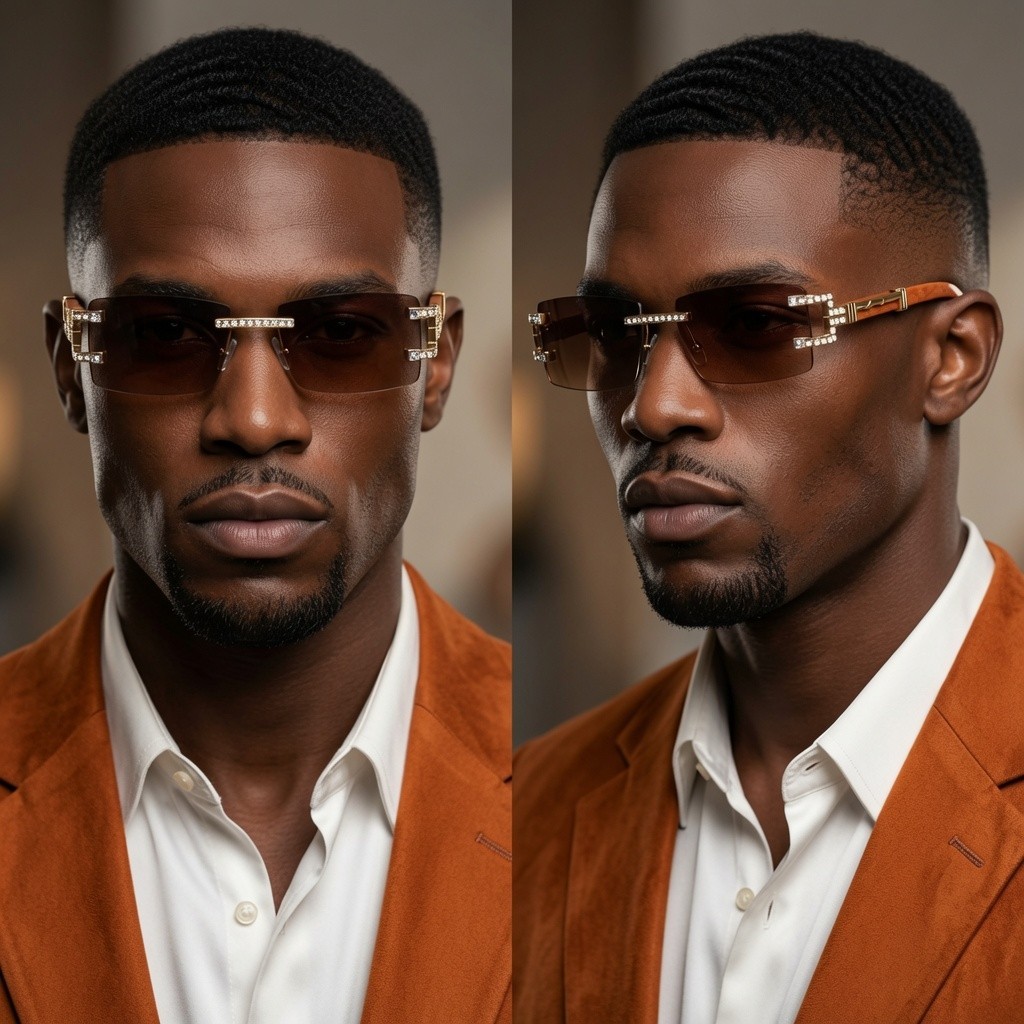 Hip Hop Sunglasses Men Designer Rimless Bling Diamond Shades Classic Rapper New
