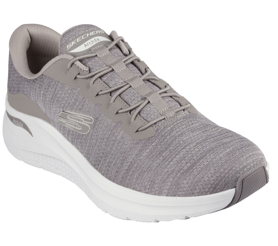 Skechers Shoes Men Arch Fit Sport Extra Wide Slip On Taupe Mesh Comfort 232709