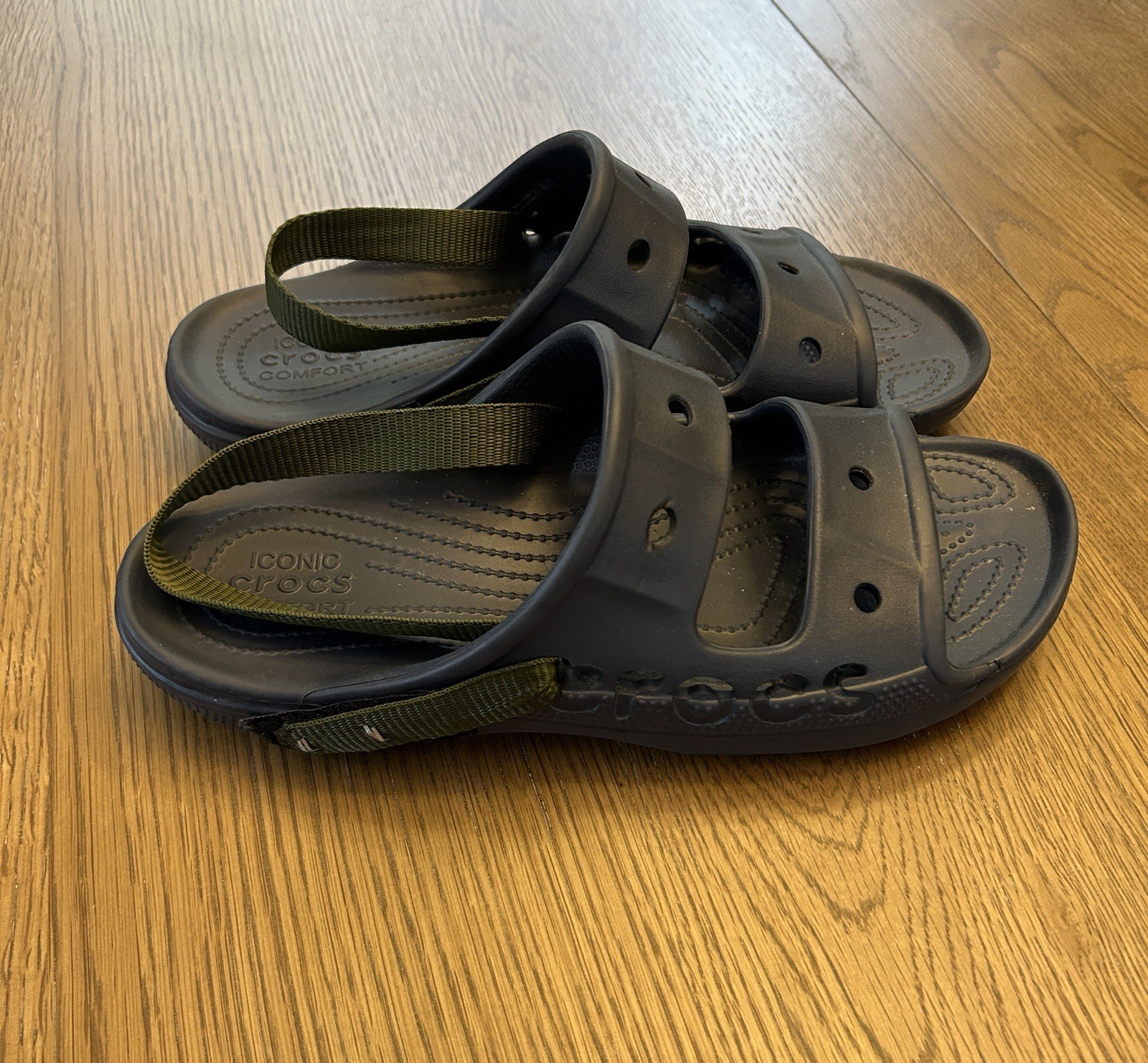 Crocs Men’s Size 12 Baya Slide Sandals Navy Blue Modified With Strap