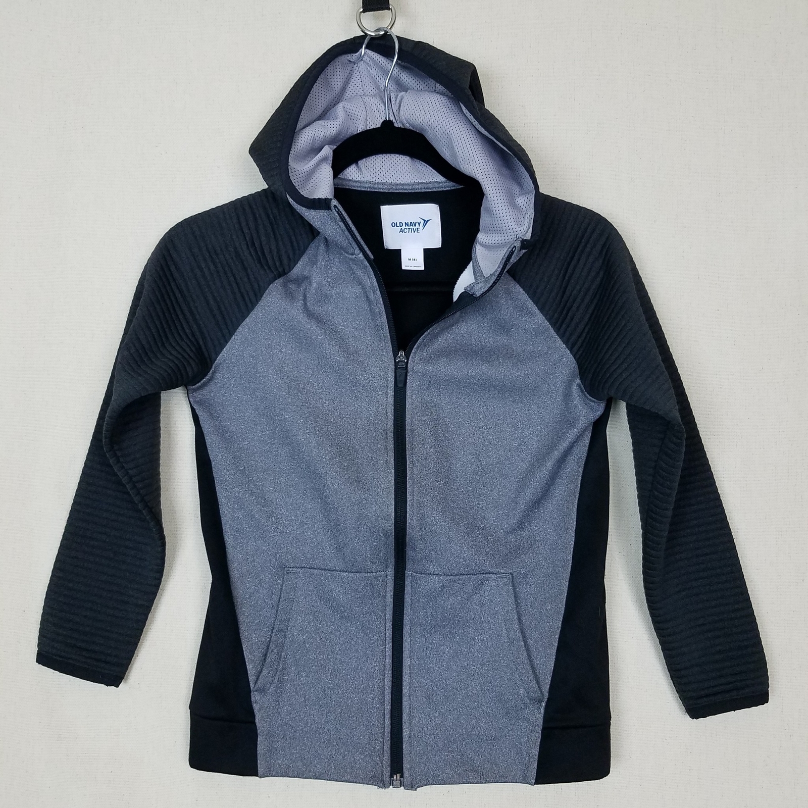 OLD NAVY Boys Black & Gray Poly Long Sleeve Full-Zip Sweatshirt size M (8)