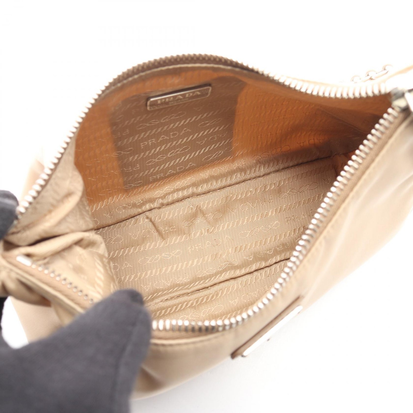 PRADA Re-Edition 2005 Shoulder Bag 1BH204 Nylon Saffiano leather Beige Used