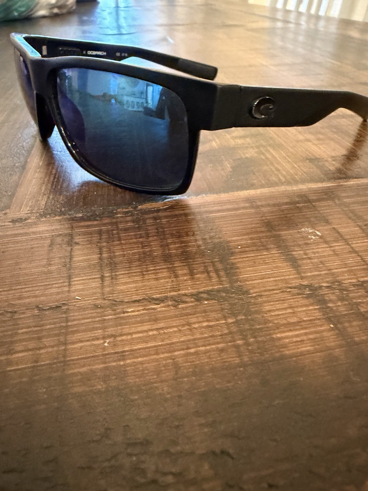 Costa Ocearch Half Moon HFM 155 Black Plastic Frame Blue Mirrored Sunglasses