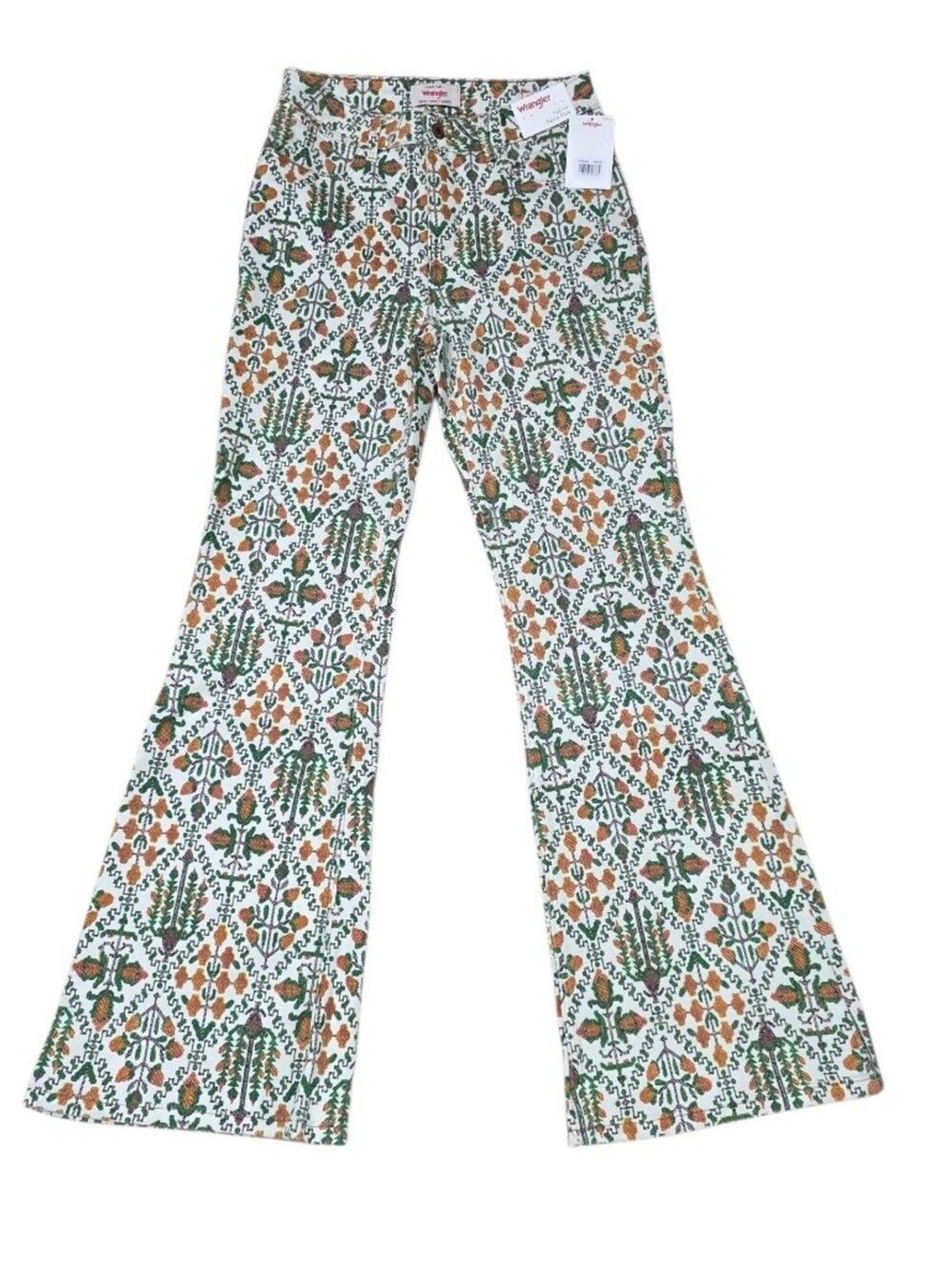 NWT Wrangler Vintage High Rise Fierce Flare – Floral Print Jeans Boho 6/28×32