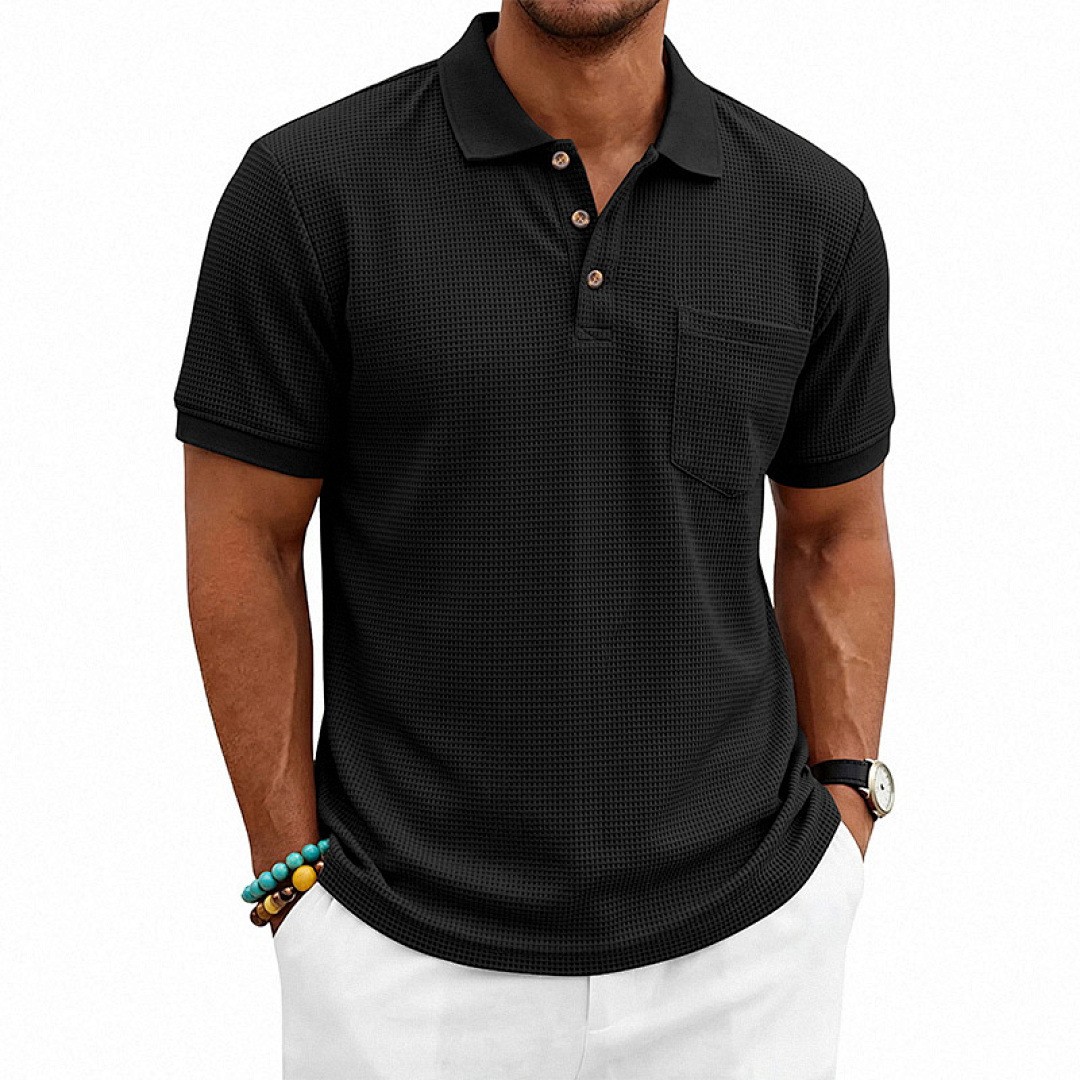 Versatile Waffle Knit Polo Shirt For Commute & Daily Casual