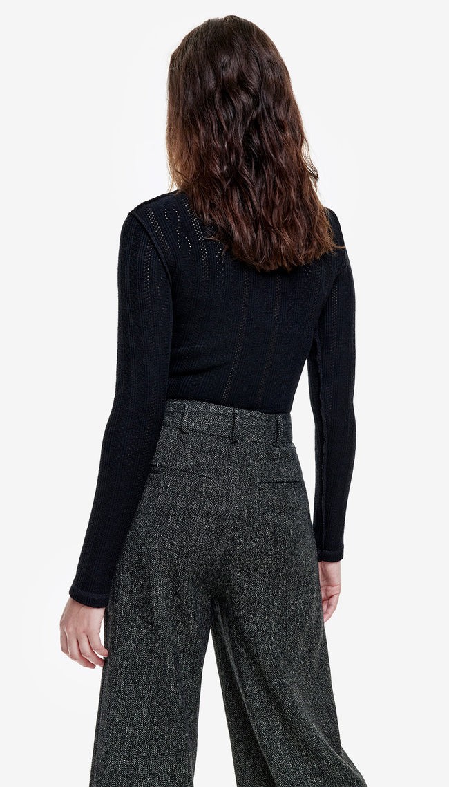 NEW, Smythe Pointelle Knit Turtleneck in Black Size S #S030