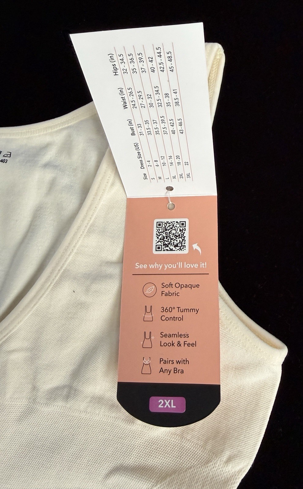 Shapermint Essential Open Bust Shaper Cami Beige Nude Size 2XL NWT