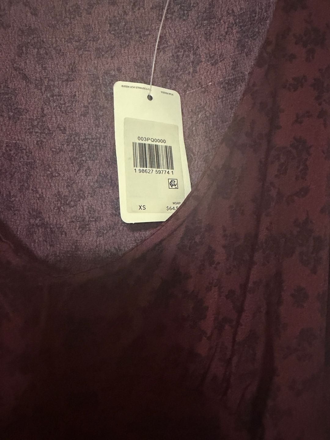 Levi’s Odette Dress in Ditsy Flocked Burnt Maroon